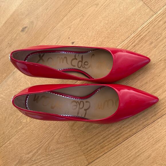 Sam Edelman - Danna Pointed Toe Stiletto Pumps in Red Patent - Picture 5 of 7
